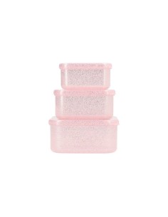 Pack 3 cajas almuerzo glitter pink 2