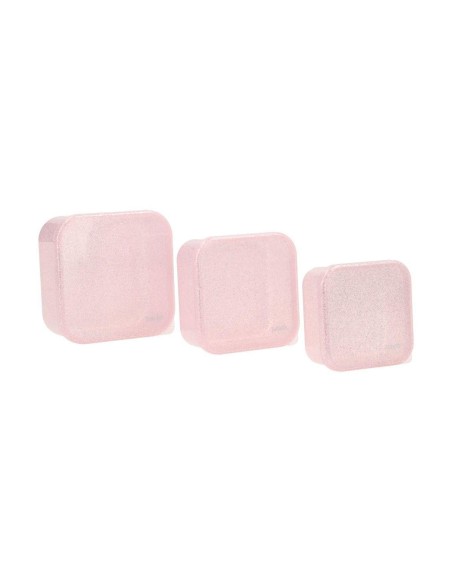 Pack 3 cajas almuerzo glitter pink