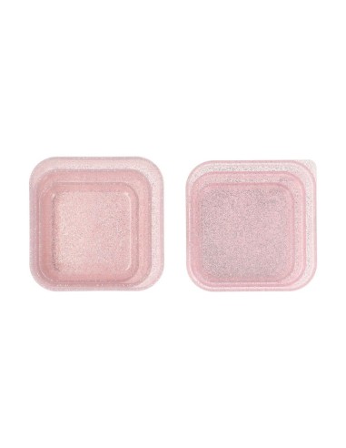 Pack 3 cajas almuerzo glitter pink
