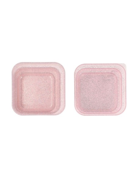 Pack 3 cajas almuerzo glitter pink