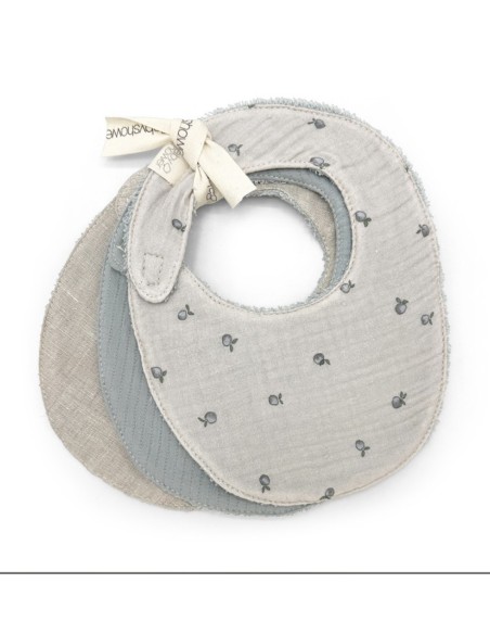 Set 3 baberos apricot