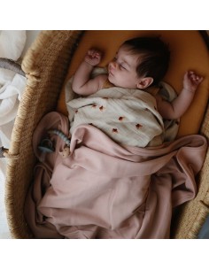 Manta algodón ribbed plain blush 2