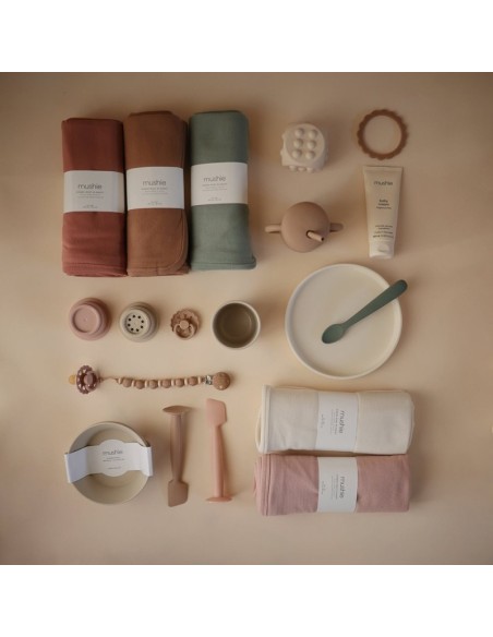 Manta algodón ribbed plain blush