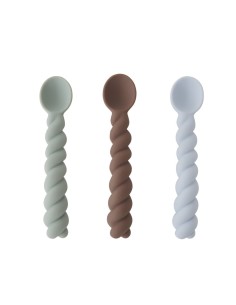 Pack 3 cucharas silicona dusty blue-taupe-pale mint