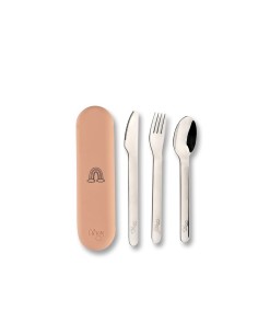 Set cubiertos acero rosa