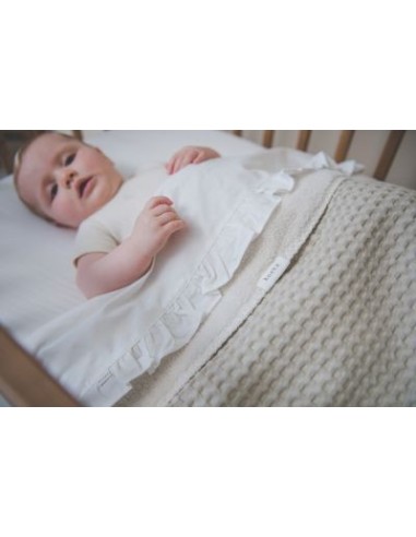 Sábana encimera de cuna Ruffle warm white