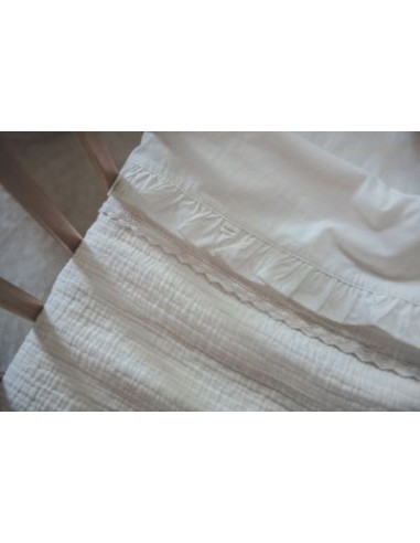 Sábana encimera de cuna Ruffle warm white