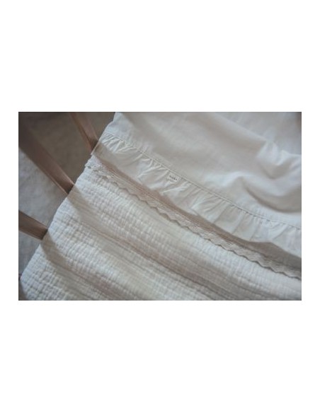 Sábana encimera de cuna Ruffle warm white