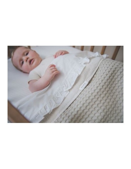 Sábana encimera de moisés Ruffle warm white