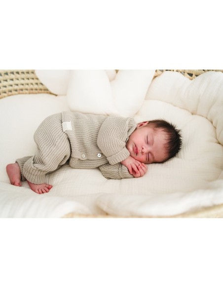 Chaqueta tricot canalé ivory