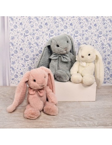 Peluche conejo preppy chic gris perla