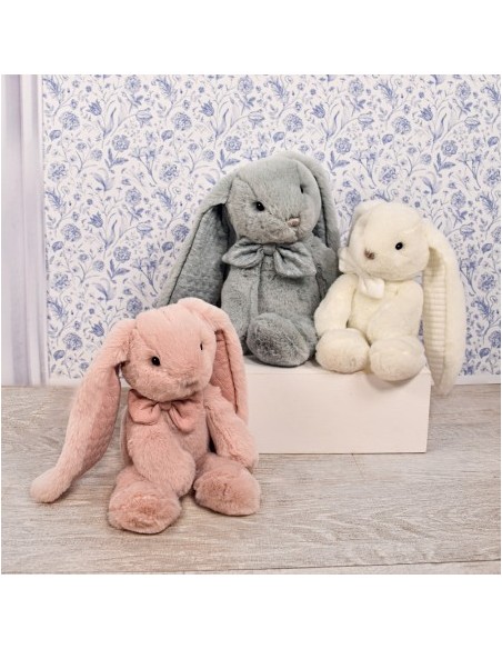 Peluche conejo preppy chic gris perla