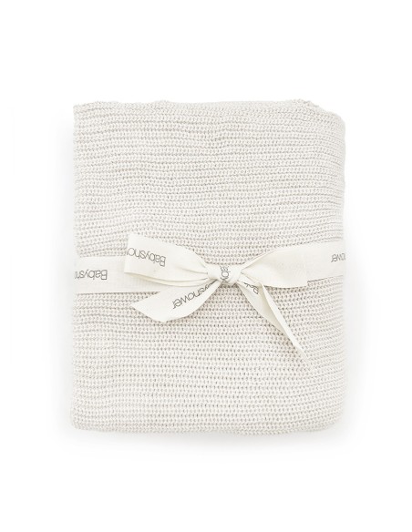 Manta tricot canalé ivory