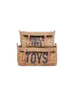 Set 2 cestas de almacenaje ratán