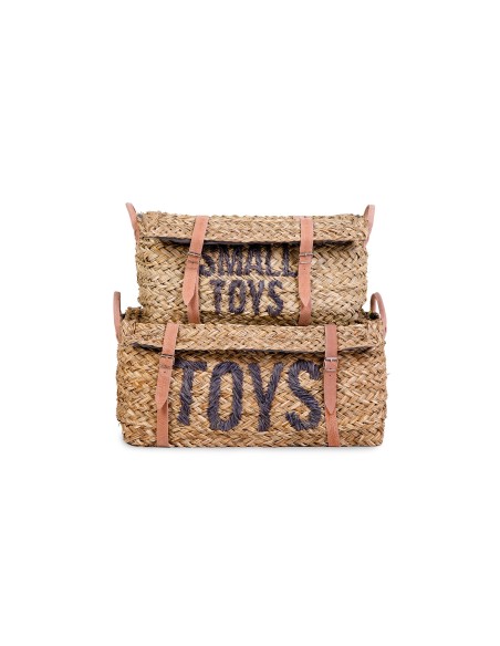 Set 2 cestas de almacenaje ratán