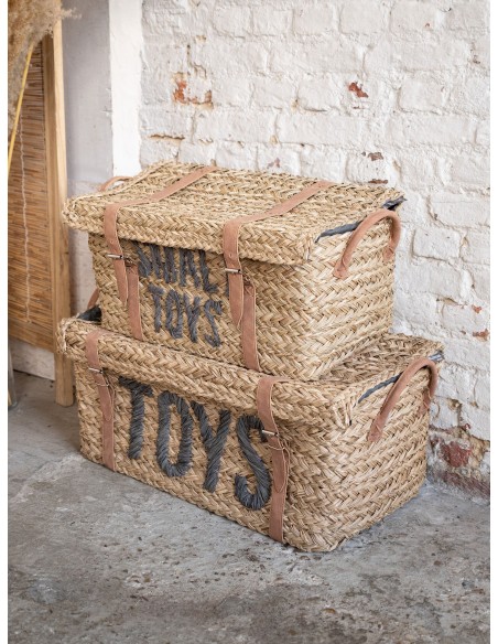 Set 2 cestas de almacenaje ratán