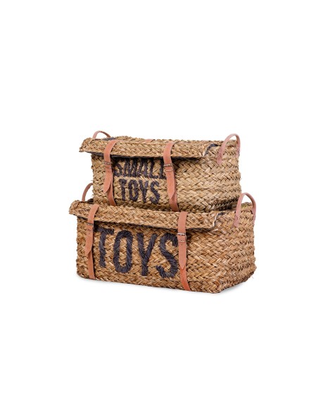 Set 2 cestas de almacenaje ratán