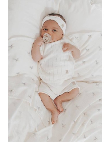 Pantalón corto de punto bianco