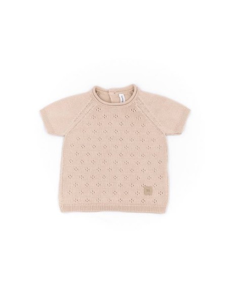 Jersey de punto calado rosa