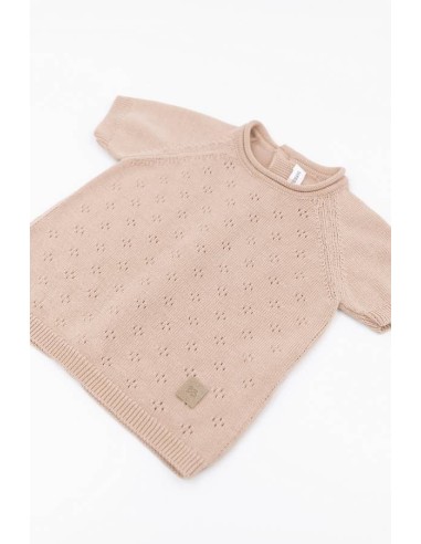 Jersey de punto calado rosa