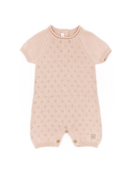 Pelele de punto calado rosa