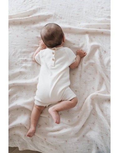 Pelele de punto a rayas bianco