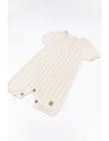 Pelele de punto a rayas bianco