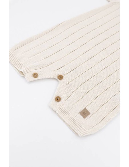 Pelele de punto a rayas bianco