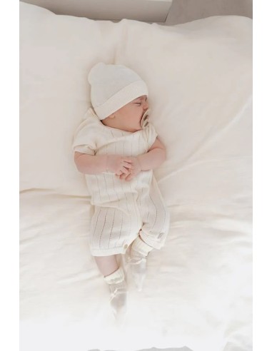 Pelele de punto a rayas bianco