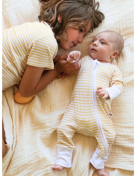 Pijama con cremallera yellow stripes