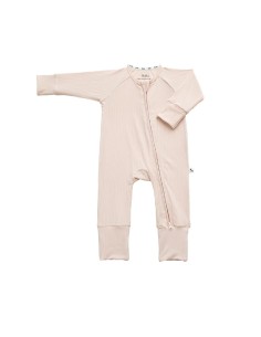Pijama con cremallera soft pink ribbed
