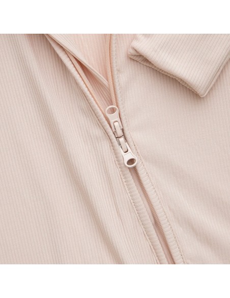 Pijama con cremallera soft pink ribbed