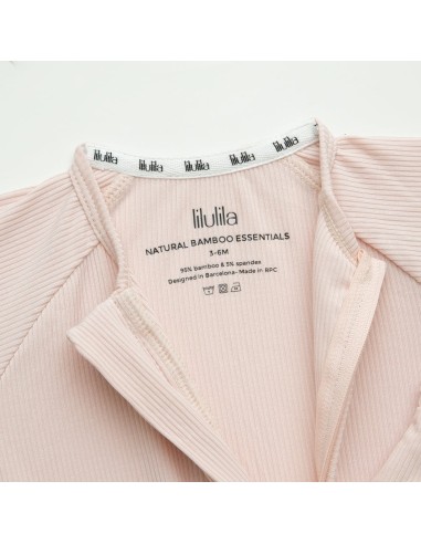Pijama con cremallera soft pink ribbed