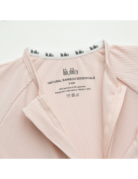 Pijama con cremallera soft pink ribbed