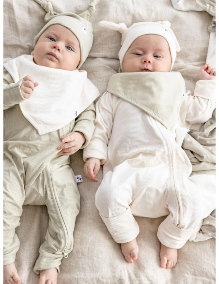 Pijama con cremallera cream ribbed