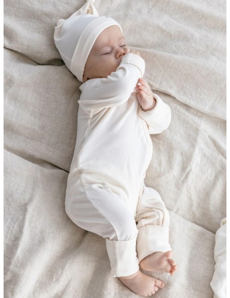 Pijama con cremallera cream ribbed