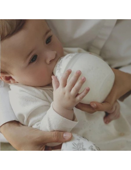 Pack biberón y doudou "Toile de Jouy" gray