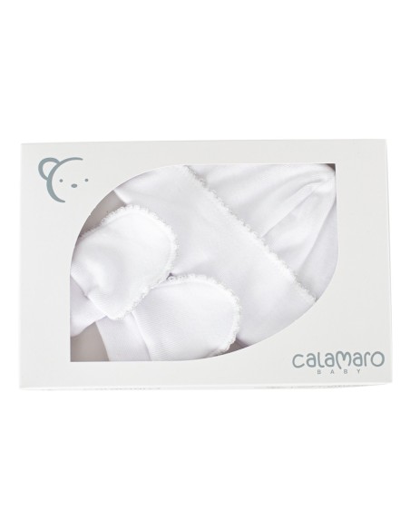 Pack gorro y manoplas blanco