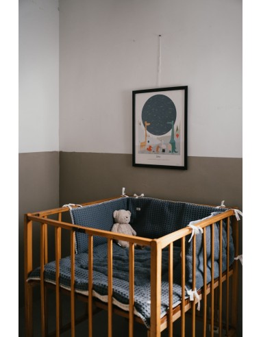 Protector de cuna wafel Amsterdam bluestone