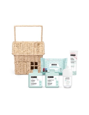 Canastilla regalo bebé casita de mimbre