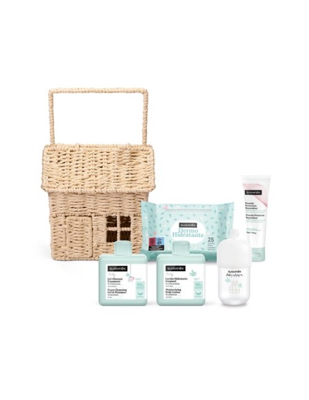 Canastilla regalo bebé casita de mimbre