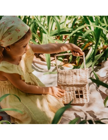 Canastilla regalo bebé casita de mimbre