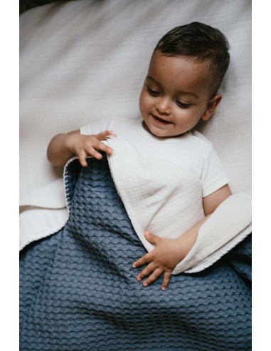 Manta de cuna wafel Amsterdam bluestone