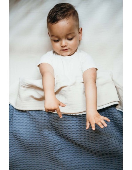 Manta de cuna wafel Amsterdam bluestone
