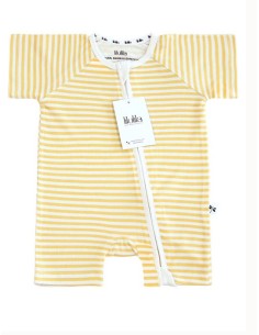 Pijama corto con cremallera yellow stripe