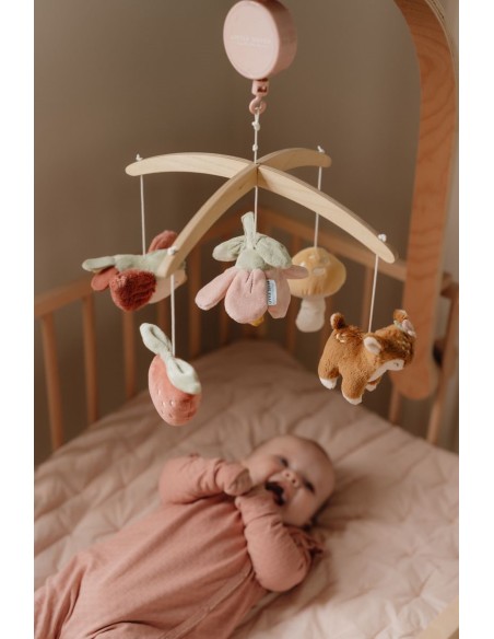 Movil musical de madera rosa