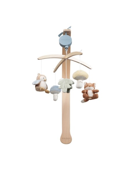 Movil musical de madera forest azul