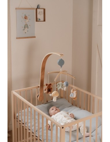 Movil musical de madera forest azul