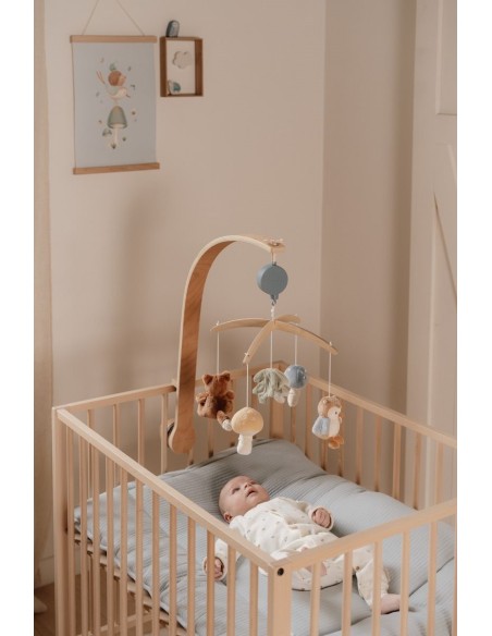 Movil musical de madera forest azul