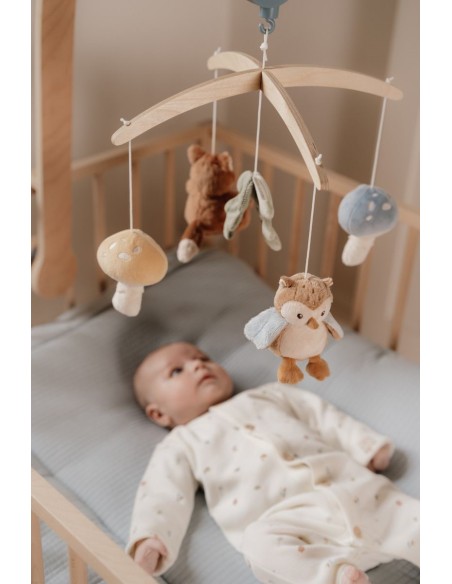 Movil musical de madera forest azul
